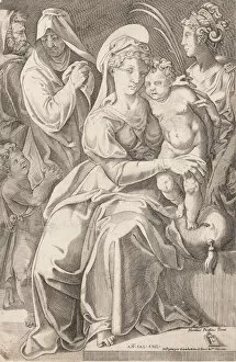 Cecchino Del Salviati Gallery: The Holy Family with St. Anne and St. Catherine, 1542, published 1627-50