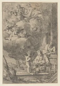 Santa Gallery: The Holy Family with the Virgin holding Christ over the cradle, 1640-60. 1640-60