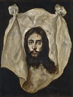 Holy Mandylion (The Vernicle), 1586-1595. Artist: El Greco, Dominico (1541-1614) Holy Mandylion (The Vernicle), 1586-1595. Artist: El Greco, Dominico (1541-1614)