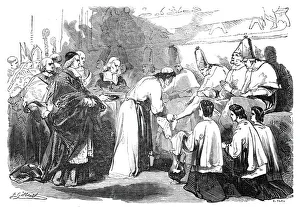 Holy Thursday - the Pope washing the feet of poor priests, 1844. Creator: Unknown Holy Thursday - the Pope washing the feet of poor priests, 1844. Creator: Unknown
