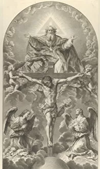 Guidop Reni Gallery: The Holy Trinity; Christ on the cross flanked by two angels