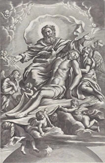 Pier Francesco Gallery: The Holy Trinity, with the dead Christ at center surrounded by angels, God the Father