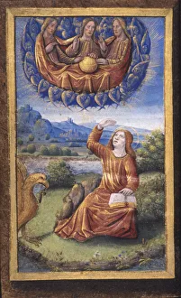 The Holy Trinity (from Lettres batardes), ca 1490-1510. Artist: Poyet, Jean (active 1483-1497) The Holy Trinity (from Lettres batardes), ca 1490-1510. Artist: Poyet, Jean (active 1483-1497)