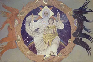 Gnadenstuhl Gallery: The Holy Trinity (Otechestvo), 1907. Artist: Vasnetsov, Viktor Mikhaylovich (1848-1926)