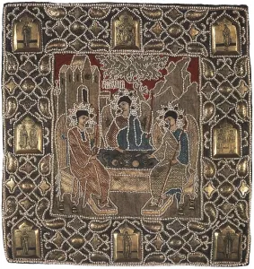 Moscow School Prints: The Holy Trinity (Podea). The donation by Tsar Boris Godunov to the Monastery