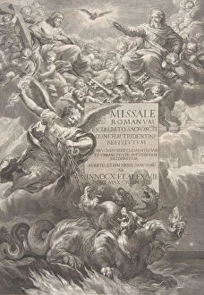 Berrettini Pietro Gallery: The holy trinity with Saint Michael vanquishing a six-headed dragon, frontispiece to