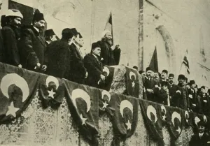 Declaration Prints: Holy War is pronounced at the Fatih Mosque, Constantinople, 14 November 1914, (c1920)