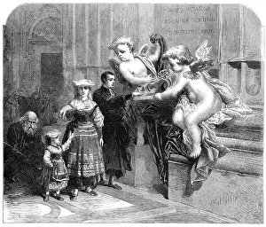 Holy-water font at the entrance to St. Peter's, Rome, 1870. Creator: Unknown