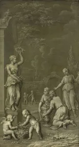 Fertility Prints: Homage to Pomona, 1734. Creator: Hendrik Carree