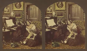 Stereoscopy Prints: At home. about 1860. Creator: Unknown