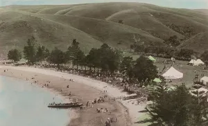 Marquee Prints: Home Bay, Motutapu, near Auckland, c1910. Creator: Henry Winkelmann