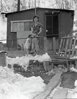 Shack Prints: Home and family of a Utah coal miner...near Price, Utah, 1936. Creator: Dorothea Lange