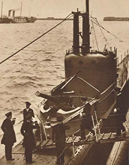 Daily Express Prints: Home Fleet Visit - King Edward boards submarine Narwhal, 1936 (1937)