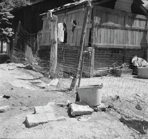 Water Amenities Prints: Home of Mexican field worker showing water supply