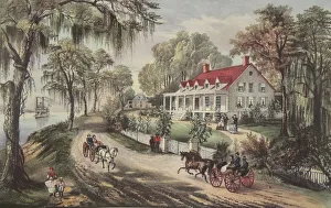 Wagons Prints: A Home On The Mississippi, pub. 1871, Currier & Ives (Colour Lithograph)