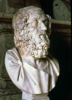 Homer (c. 850 a.C.), Greek epic poet, bust, Roman copy