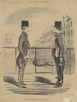 Embarrassed Prints: Un homme dans ses petits souliers, 19th century. Creator: Honore Daumier