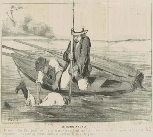 Boating Prints: Un homme a la mer, 19th century. Creator: Honore Daumier
