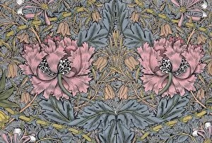Applied Arts Gallery: Honeysuckle. Decorative fabric, 1876. Creator: Morris, William (1834-1896)