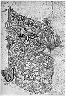Honeysuckle pattern printed on linen, 1883 (1934).Artist: William Morris