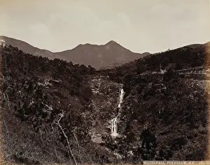 Hong Kong Prints: Hong Kong: the waterfall at Pokfulum, c1873. Creator: William Pryor Floyd