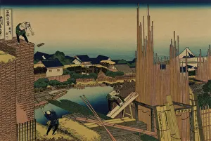 Honjo Tatekawa, the timberyard at Honjo (from a Series 36 Views of Mount Fuji )
