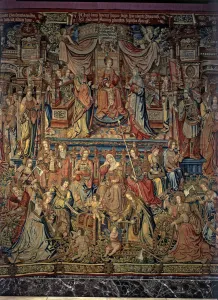 Prudence Prints: Honours. Prudence, central detail of the tapestry # 2 representing the cart of