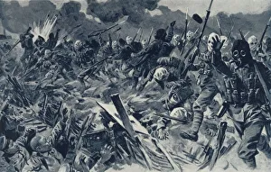 Action Prints: Hooded British Territorials charging the German Trenches at Loos