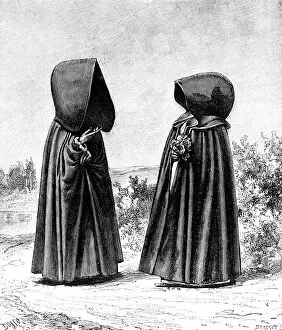 Images Dated 12th February 2008: Two hooded women from Faial, Portugal, and San Miguel, Spain, c1900s
