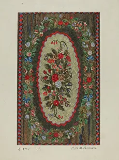 Vibrant Prints: Hooked Rug, 1935/1942. Creator: Ruth M. Barnes