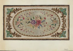 Leaf Design Prints: Hooked Rug, c. 1936. Creator: Marian Curtis Foster