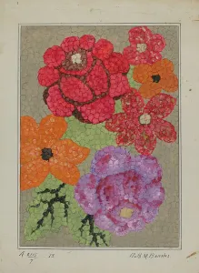 Central Prints: Hooked Rug, c. 1936. Creator: Ruth M. Barnes