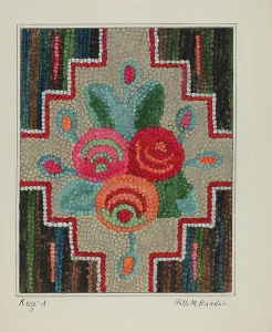 Vibrant Prints: Hooked Rug, c. 1936. Creator: Ruth M. Barnes