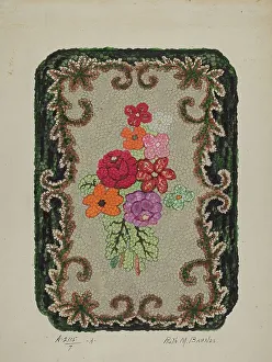 Barnes Ruth M Prints: Hooked Rug, c. 1936. Creator: Ruth M. Barnes
