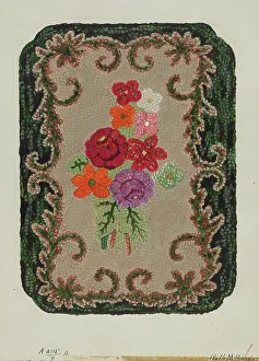 Barnes Ruth M Prints: Hooked Rug, c. 1936. Creator: Ruth M. Barnes