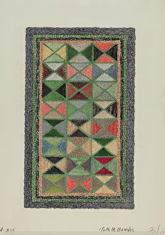 Coloured Prints: Hooked Rug, c. 1936. Creator: Ruth M. Barnes
