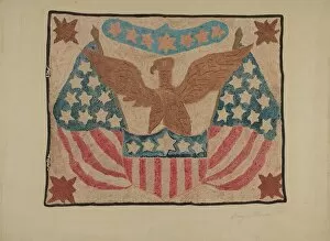 Patriotism Collection: Hooked Rug, c. 1939. Creator: Georgine E. Mason