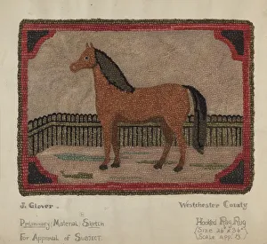 Hooked Rug with Horse, 1935 / 1942. Creator: Joseph Glover