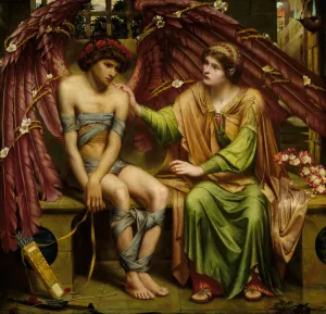 Hope Gallery: Hope Comforting Love in Bondage, 1901. Creator: Sidney Harold Meteyard