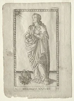 Ferrara Prints: Hope (from the Tarocchi, series B: Cosmic Principles & Virtues, #39), before 1467