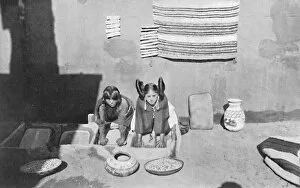 Hopi Gallery: Hopi Indian women grinding corn meal, Walpi, Arizona, 1912. Artist: Robert Wilson Shufeldt