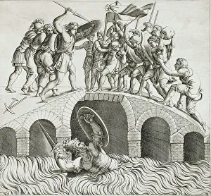 Giulio Pippi Detto Giulio Romano Prints: Horatius Cocles, 16th century. Creator: Diana Mantuana