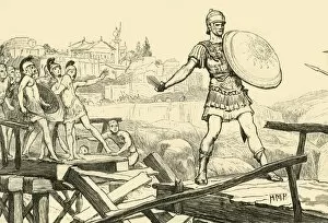 Heroism Collection: Horatius Cocles Defending The Bridge, 1890. Creator: Unknown