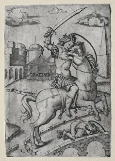 Marcantonio Raimondi Italian Prints: Horatius Cocles Defending the Sublician Bridge. Creator: Marcantonio Raimondi (Italian