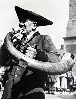 Blowing Prints: Horn blower, Ripon, Yorkshire, c1955. Creator: Arthur Charles Kirby Ware