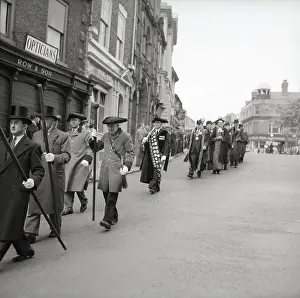 Horn blowers in procession, Ripon, Yorkshire, c1955. Creator: Arthur Charles Kirby Ware