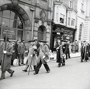 Blowing Prints: Horn blowers in procession, Ripon, Yorkshire, c1955. Creator: Arthur Charles Kirby Ware