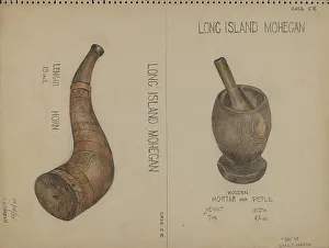 Mortar And Pestle Prints: Horn and Mortar & Pestle, 1935