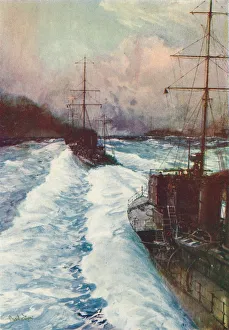 The Hornets of the Seas. Destroyers at Speed, c1917 (1919). Artist: Charles Dixon