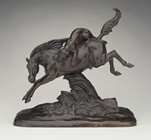 Lioness Prints: Horse Attacked by Lioness, 1843. Creator: Jean-François-Théodore Gechter